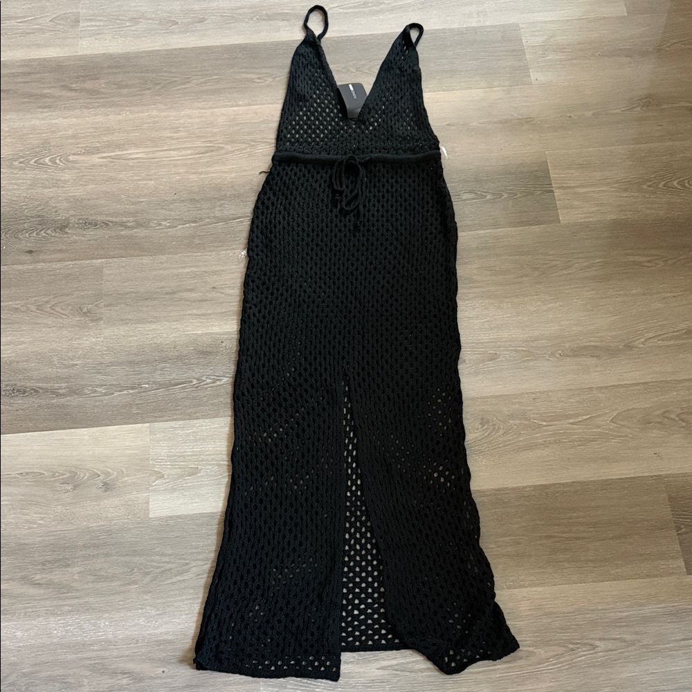 Fashion Nova Black Crochet Swim Coverup